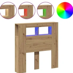 vidaXL Hoofdeinde met LED 100x18,5x103,5 cm hout artisanaal eikenkleur