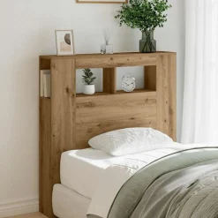 vidaXL Hoofdeinde met LED 100x18,5x103,5 cm hout artisanaal eikenkleur
