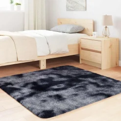vidaXL Hoogpolig vloerkleed NAVARRA 120x120 cm polyester donkergrijs