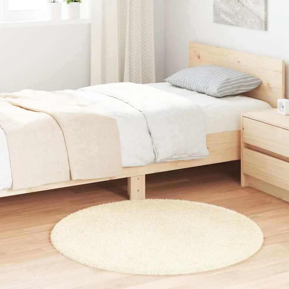 vidaXL Hoogpolig vloerkleed NAVARRA 100x100 cm polyester crèmekleurig