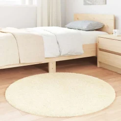 vidaXL Hoogpolig vloerkleed NAVARRA 100x100 cm polyester crèmekleurig