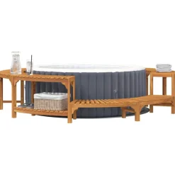 vidaXL Hot Tub Omgeving Bruin Ø255 x 55,5 cm Massief Acaciahout