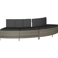vidaXL Hottub-bankjes met kussens 2 st poly rattan grijs