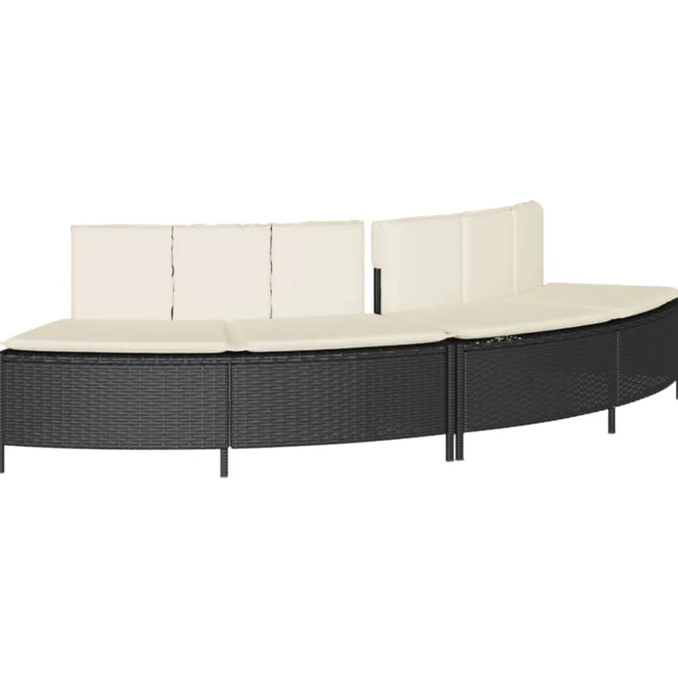 vidaXL Hottub-bankjes met kussens 2 st poly rattan zwart