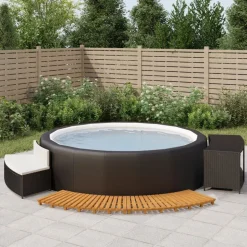 vidaXL Hottub-ombouw poly rattan en massief acaciahout zwart
