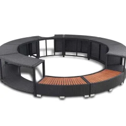 vidaXL Hottub-ombouw poly rattan zwart