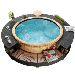 vidaXL Hottub-ombouw poly rattan zwart
