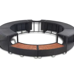vidaXL Hottub-ombouw poly rattan zwart