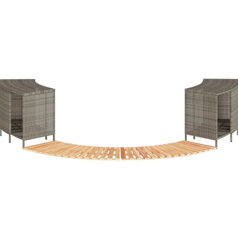 vidaXL Hottub-ombouw poly rattan massief acaciahout grijs