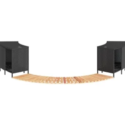 vidaXL Hottub-ombouw poly rattan en massief acaciahout zwart