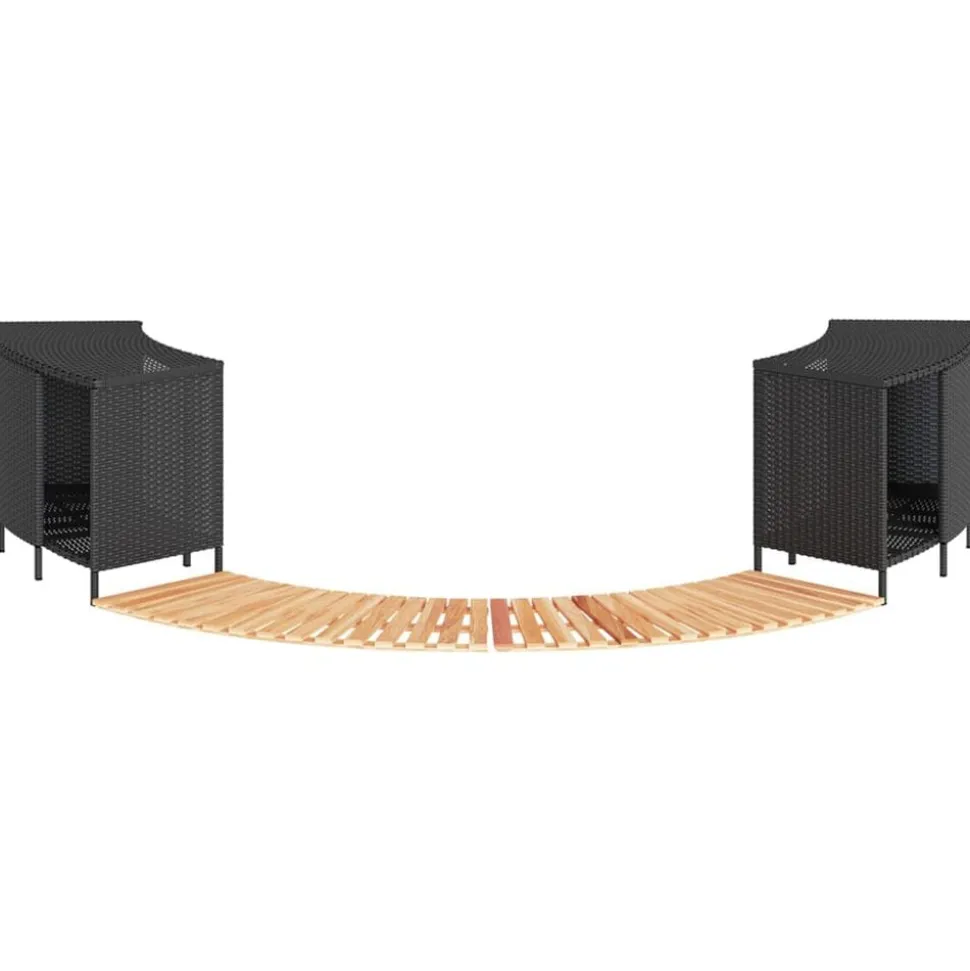 vidaXL Hottub-ombouw poly rattan en massief acaciahout zwart