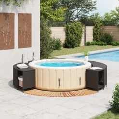 vidaXL Hottub-ombouw poly rattan en massief acaciahout zwart