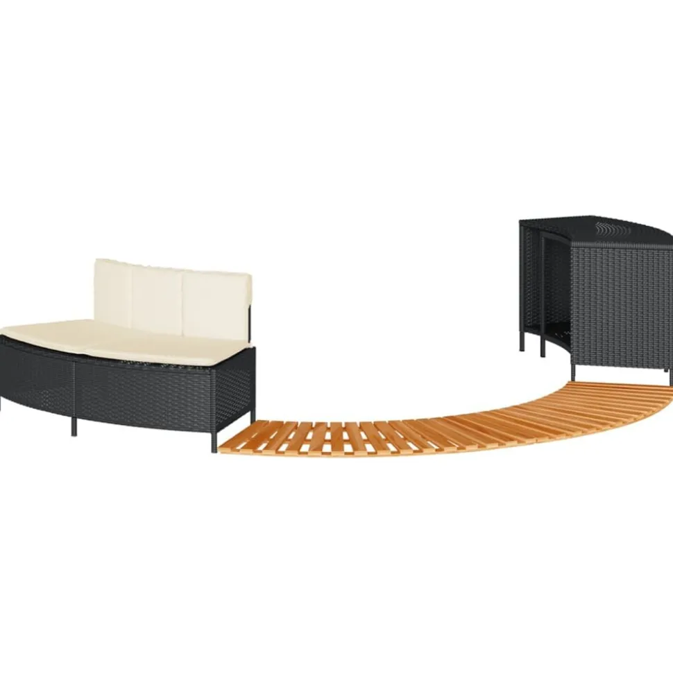 vidaXL Hottub-ombouw poly rattan en massief acaciahout zwart