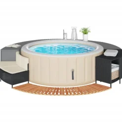 vidaXL Hottub-ombouw poly rattan en massief acaciahout zwart