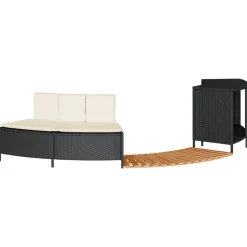 vidaXL Hottub-ombouw poly rattan en massief acaciahout zwart