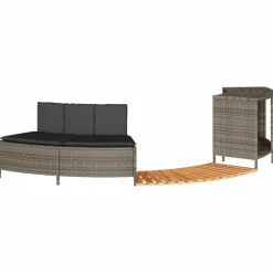 vidaXL Hottub-ombouw poly rattan massief acaciahout grijs