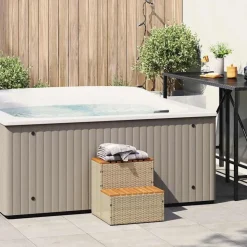 vidaXL Hottub-opstap 50x50x50,5cm poly rattan&massief acaciahout beige