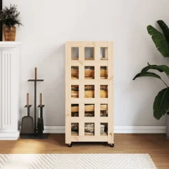 vidaXL Houtblokhouder met wielen 40x49x110 cm massief grenenhout