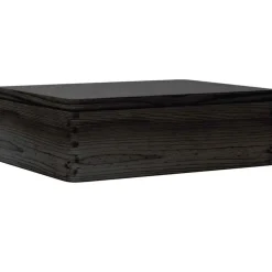 vidaXL Houten kist met deksel 40x30x13 cm massief grenenhout zwart