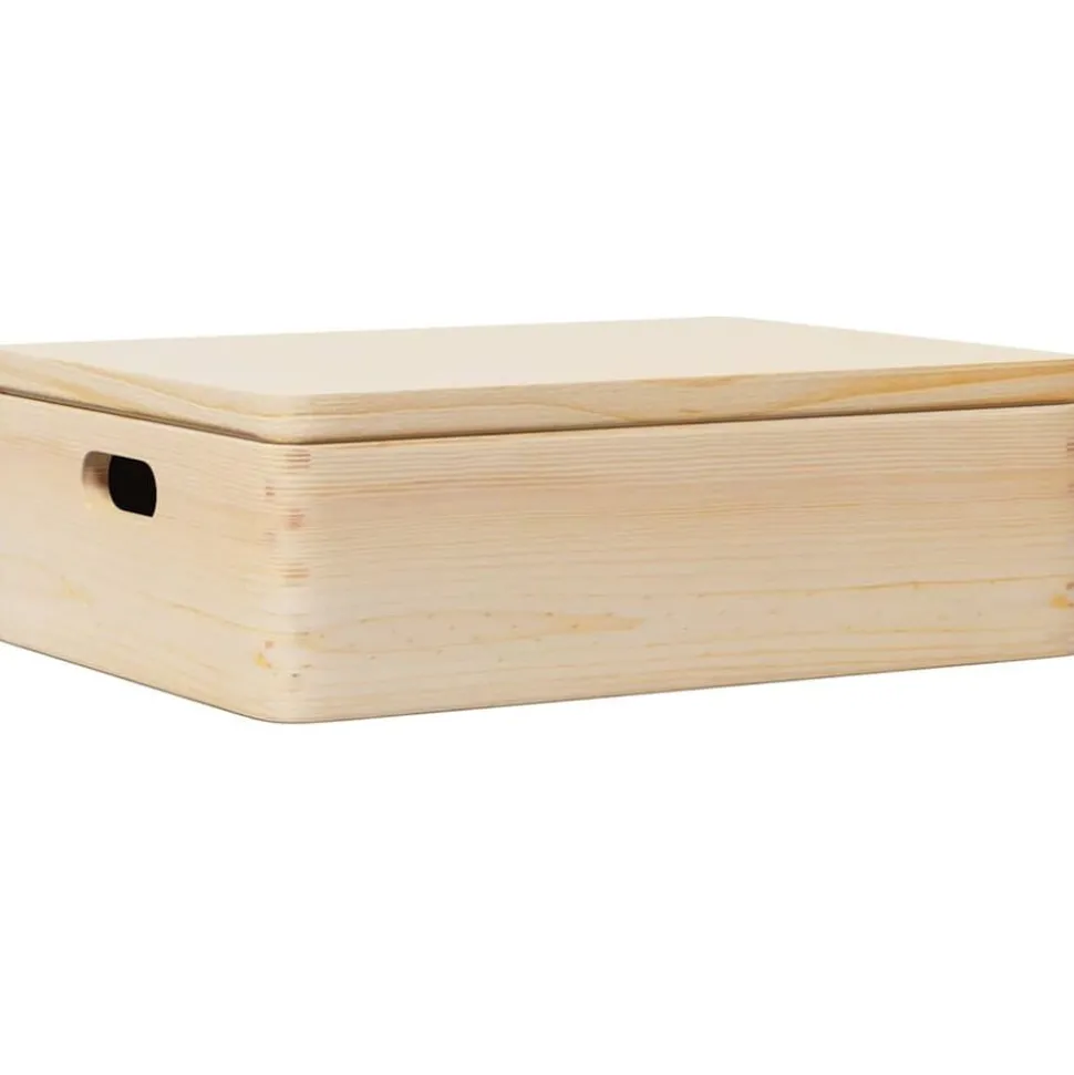 vidaXL Houten kist met deksel&handvatten 40x30x13cm massief grenenhout