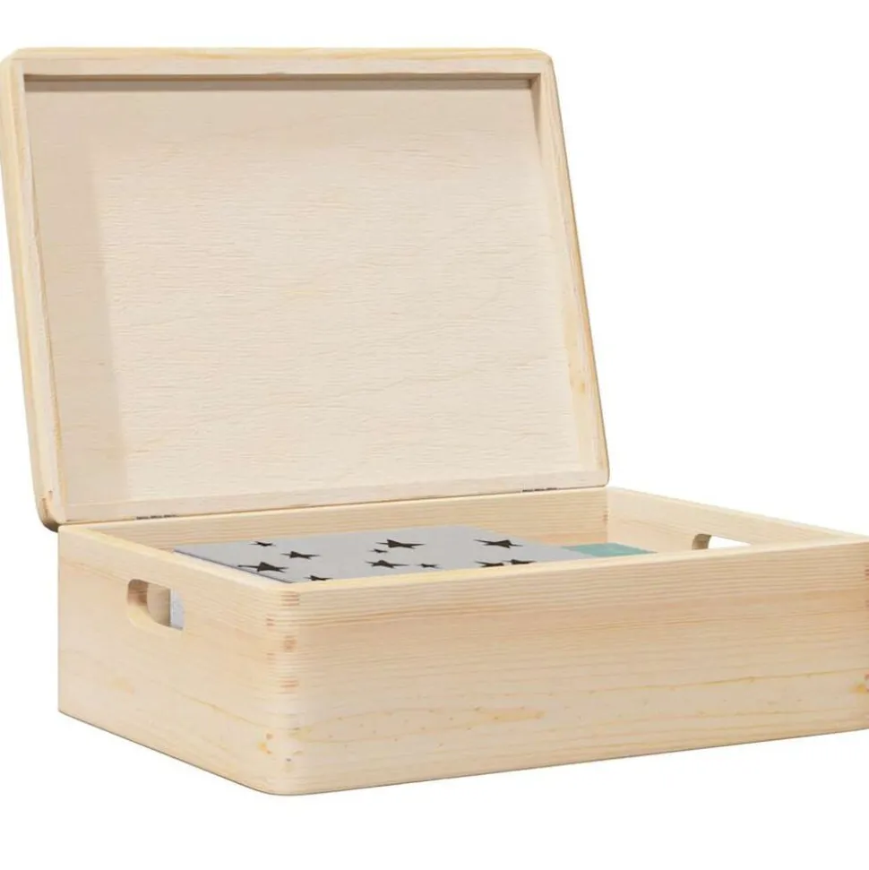 vidaXL Houten kist met deksel&handvatten 40x30x13cm massief grenenhout