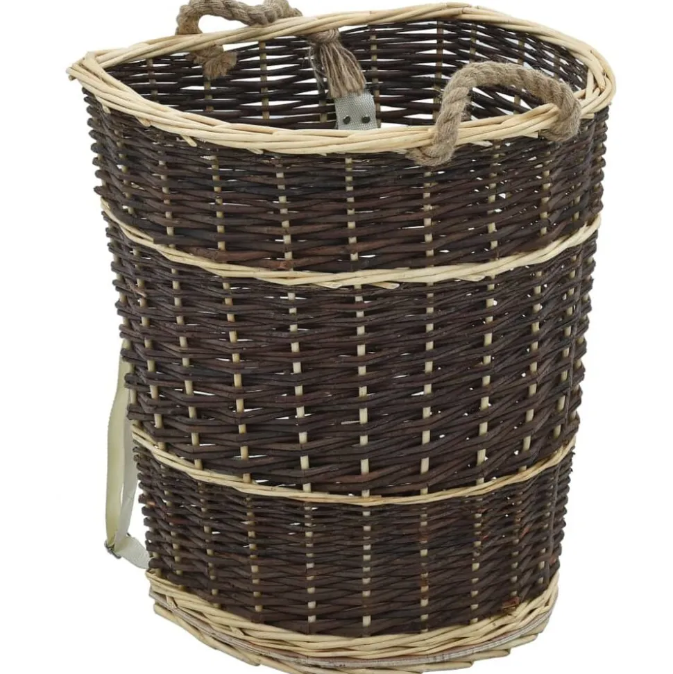 vidaXL Houtmand met draagriemen 44,5x37x50 cm natuurlijk wilgenhout