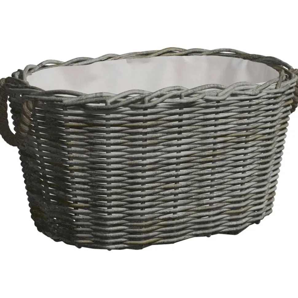 vidaXL Houtmand met handvatten 59x42x28 cm wilgenhout grijs