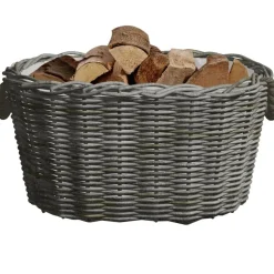vidaXL Houtmand met handvatten 59x42x28 cm wilgenhout grijs