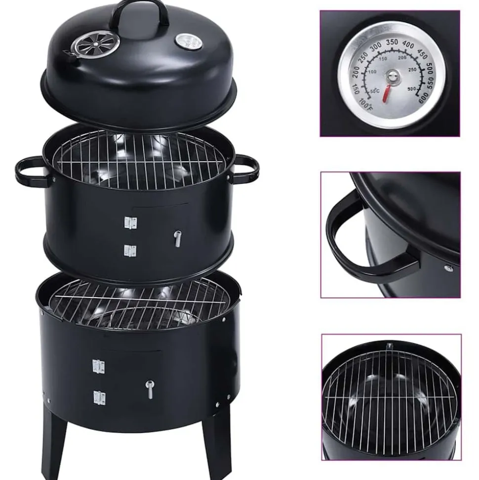 vidaXL Houtskoolroker barbecue-grill 3-in-1 40x80 cm