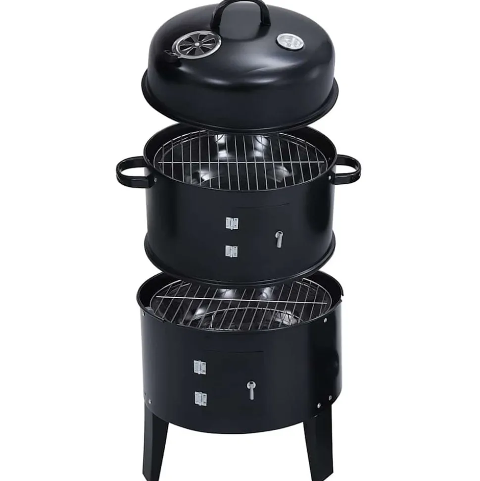 vidaXL Houtskoolroker barbecue-grill 3-in-1 40x80 cm