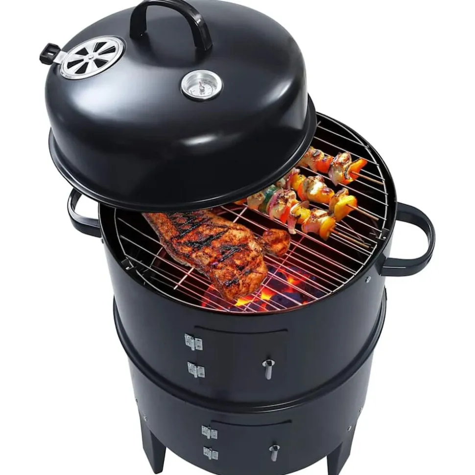 vidaXL Houtskoolroker barbecue-grill 3-in-1 40x80 cm