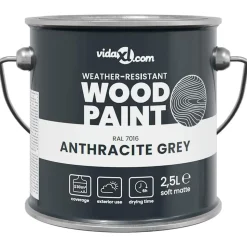 vidaXL Houtverf Grijs 2,5 L Wandprint