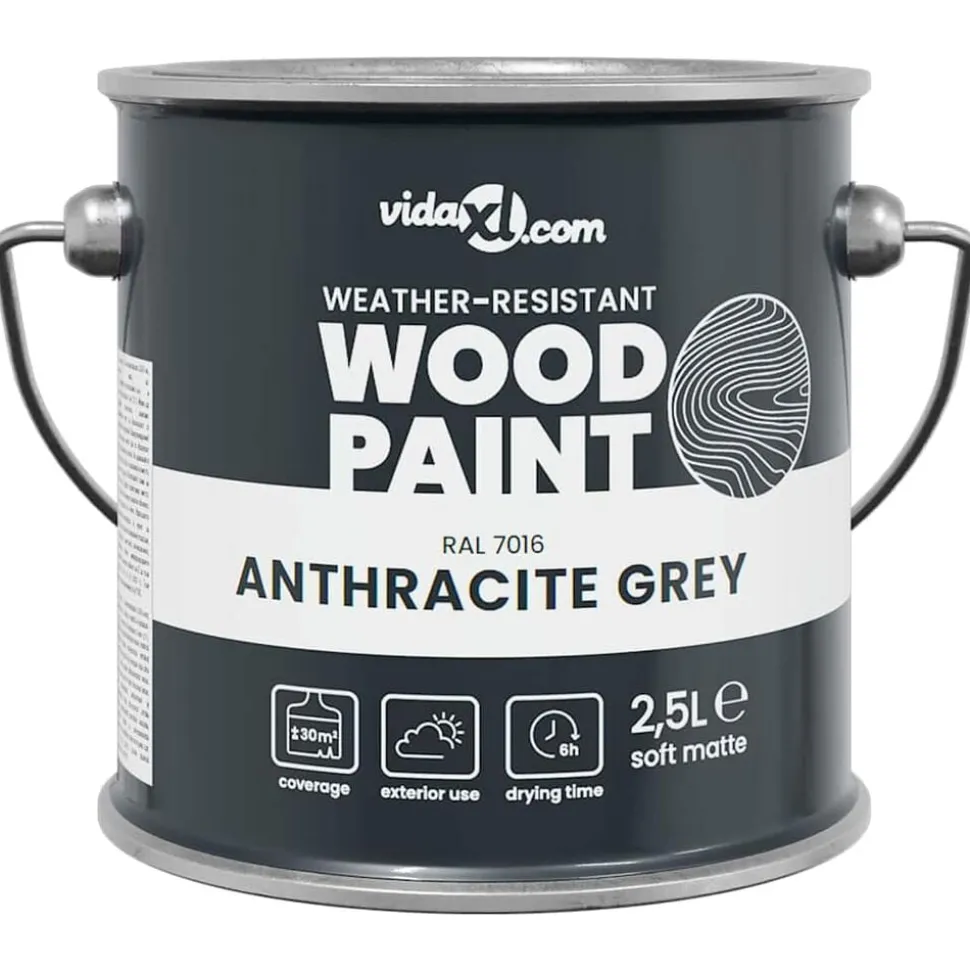 vidaXL Houtverf Grijs 2,5 L Wandprint
