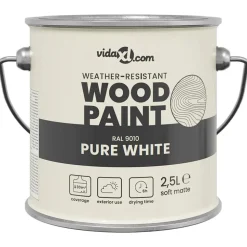 vidaXL Houtverf Wit 2,5 L Wandprint