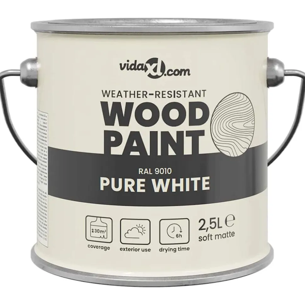 vidaXL Houtverf Wit 2,5 L Wandprint