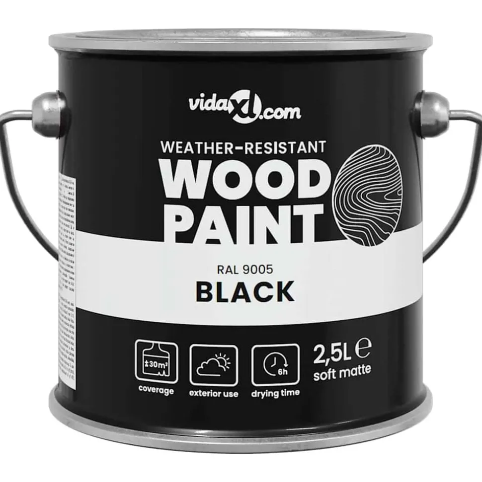 vidaXL Houtverf Zwart 2,5 L Wandprint