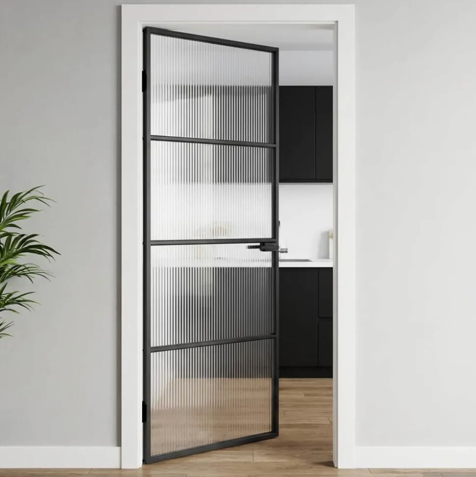 vidaXL Huisdeur 76 x 201,5 x 3,5 cm Aluminium en Gehard Glas