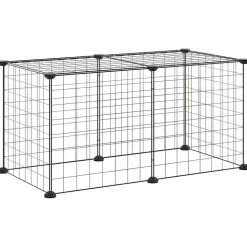 vidaXL Huisdierenkooi met 8 panelen 35x35 cm staal zwart