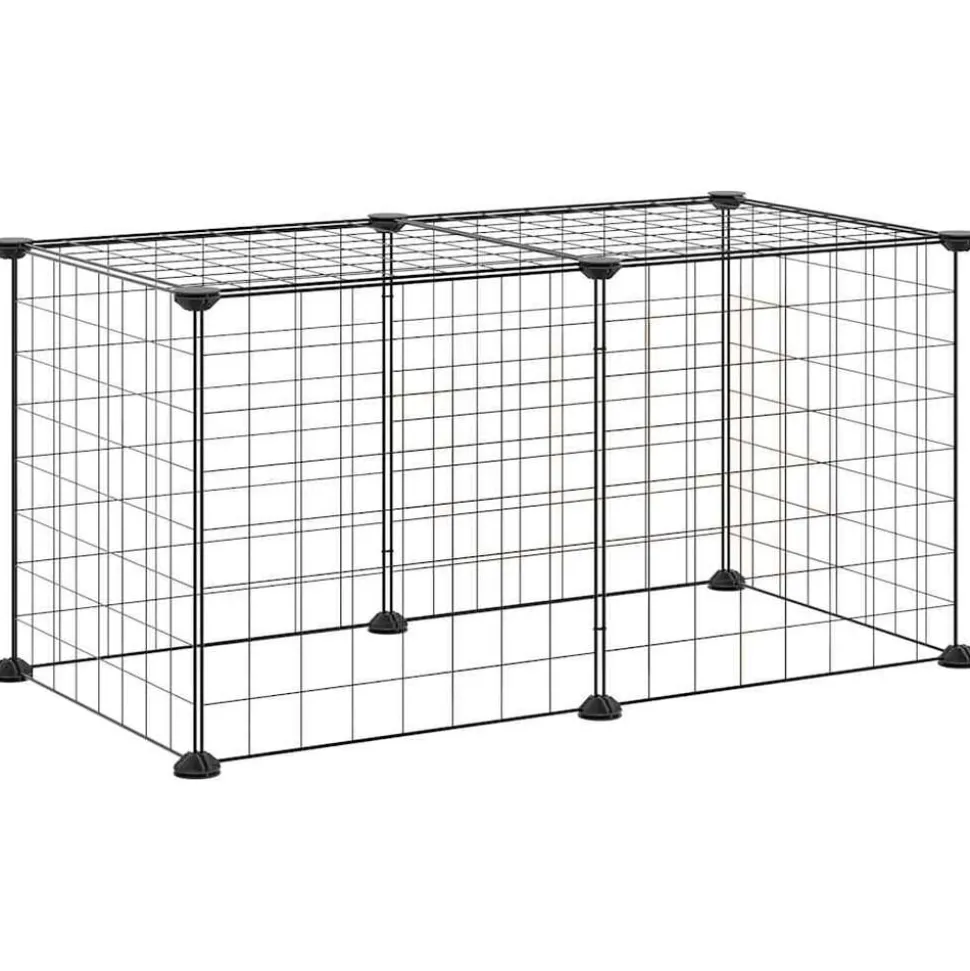 vidaXL Huisdierenkooi met 8 panelen 35x35 cm staal zwart