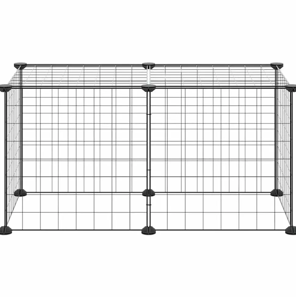 vidaXL Huisdierenkooi met 8 panelen 35x35 cm staal zwart