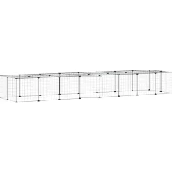 vidaXL Huisdierenkooi met deur 36 panelen 35x35 cm staal zwart