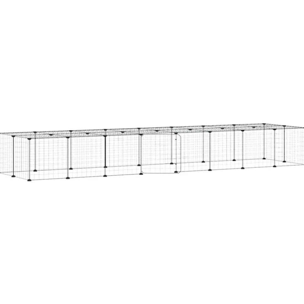 vidaXL Huisdierenkooi met deur 36 panelen 35x35 cm staal zwart