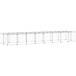 vidaXL Huisdierenkooi met deur 36 panelen 35x35 cm staal zwart