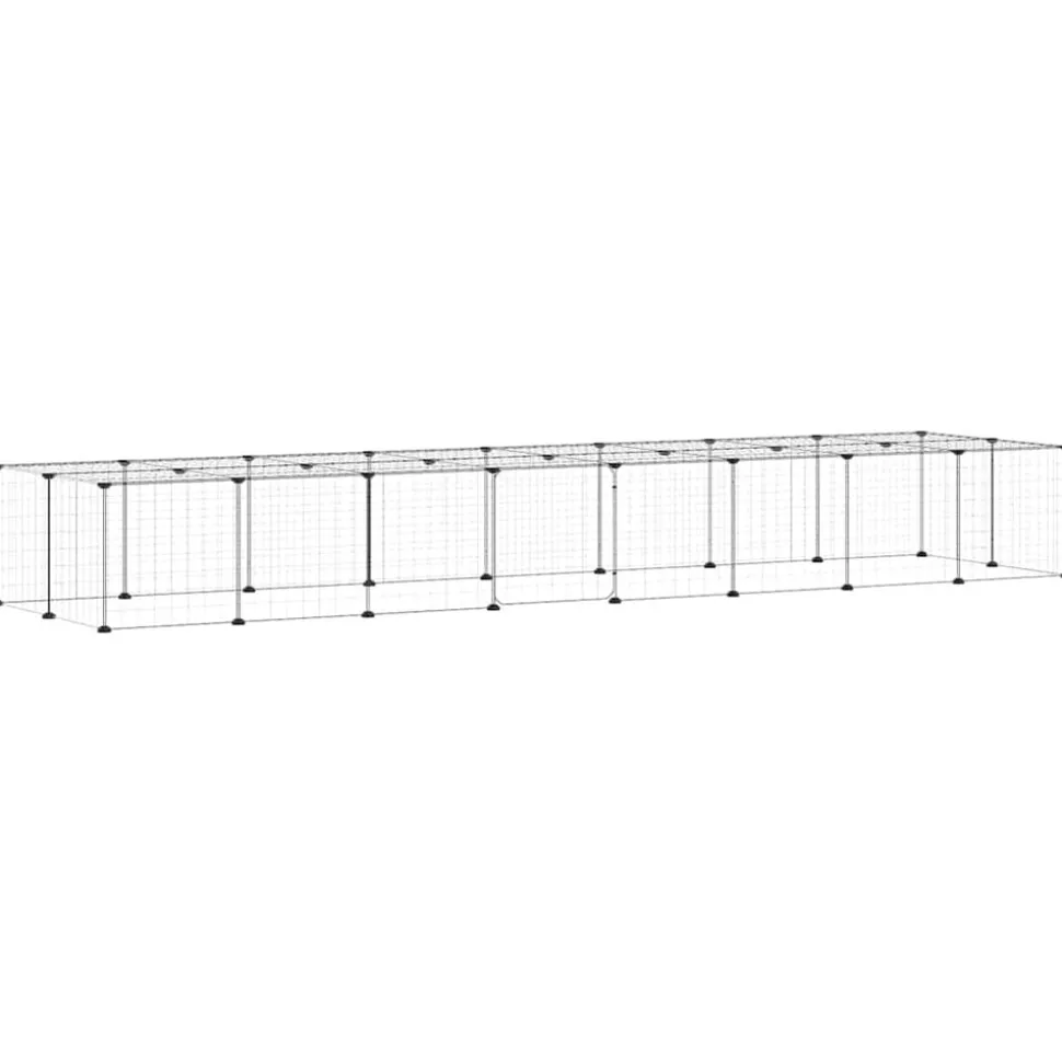 vidaXL Huisdierenkooi met deur 36 panelen 35x35 cm staal zwart