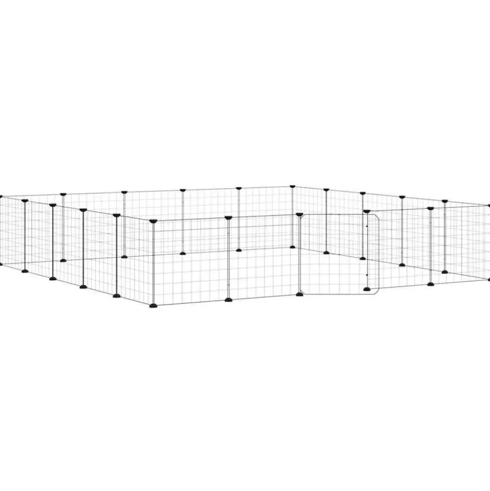 vidaXL Huisdierenkooi met deur 20 panelen 35x35 cm staal zwart