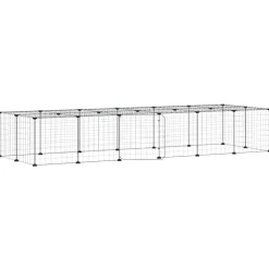 vidaXL Huisdierenkooi met deur 28 panelen 35x35 cm staal zwart