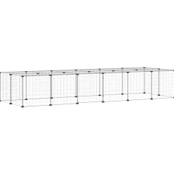 vidaXL Huisdierenkooi met deur 28 panelen 35x35 cm staal zwart