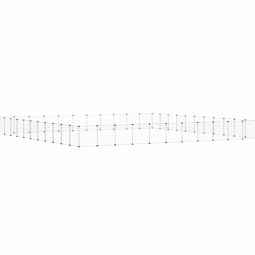 vidaXL Huisdierenkooi met deur 44 panelen 35x35 cm staal zwart