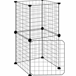 vidaXL Huisdierenkooi met deur 8 panelen 35x35 cm staal zwart
