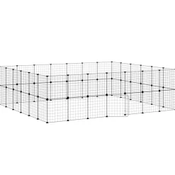 vidaXL Huisdierenkooi met deur 52 panelen 35x35 cm staal zwart